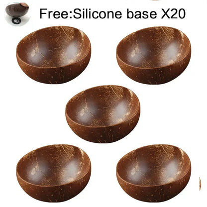 Natural dark brown handcrafted coconut bowl set with textured surfaces for kitchen use by decorbites coconut bowl