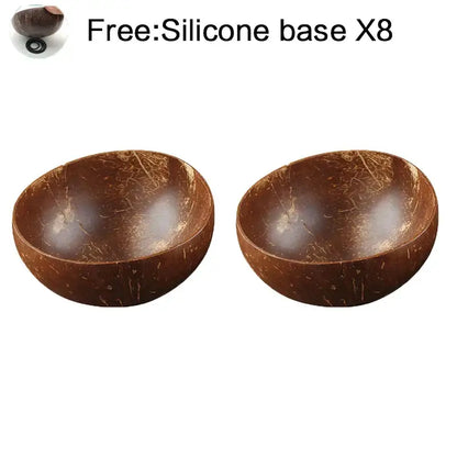Natural dark brown coconut bowl set featuring two handcrafted decorbites coconut bowls with textured fibrous surface