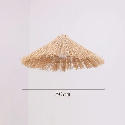 Beige straw pendant light with wide conical natural woven rattan shade ideal for dining room rattan pendant lights