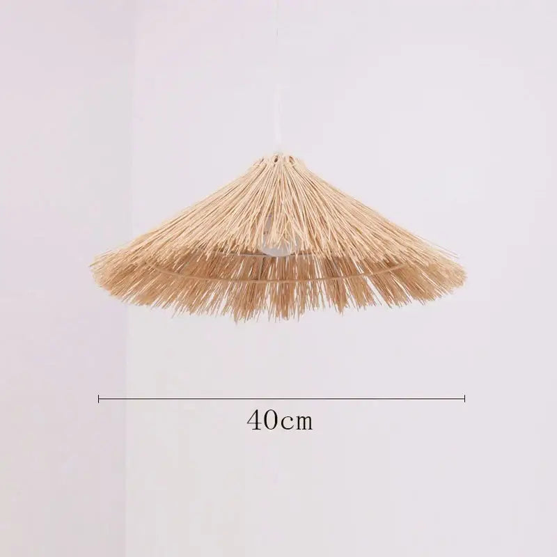 Beige natural woven rattan pendant light with a wide conical shade for dining room pendant lights