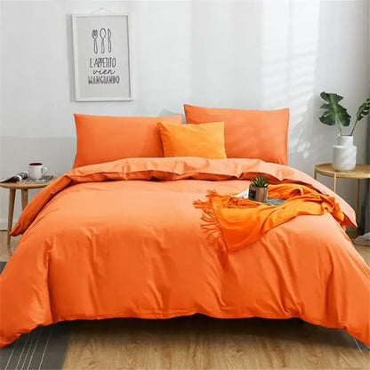 Vibrant orange solid color bedding set with matching pillows and fringed throw blanket decorbites cotton 4pcs