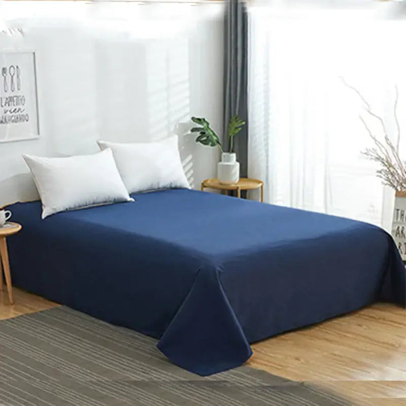 Navy blue solid color decorbites cotton 4pcs bedding set with smooth texture for bedroom use
