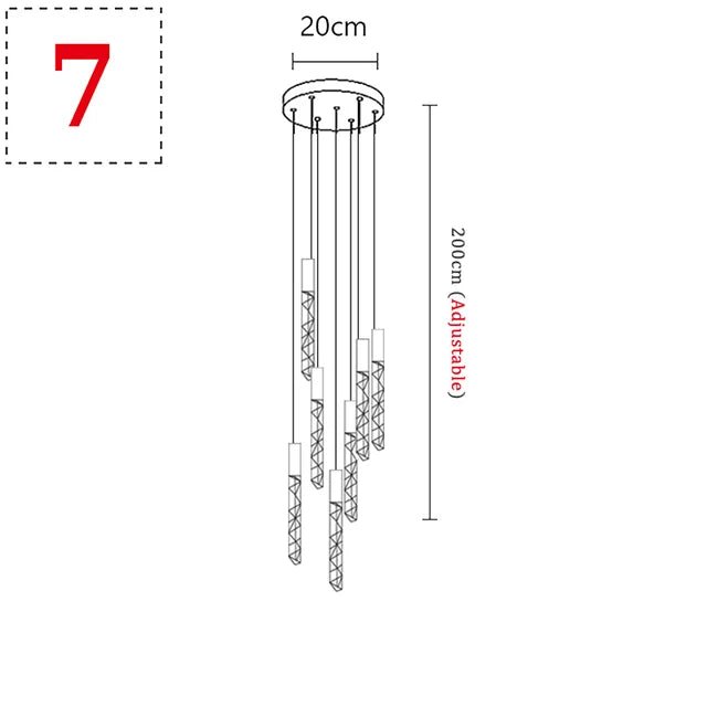 New Staircase Chandelier LED Modern Duplex Loft Spiral Long Chandelier Creative Villa Living Room Bedroom Hanging Crystal Light - Decorbites
