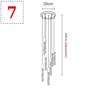 New Staircase Chandelier LED Modern Duplex Loft Spiral Long Chandelier Creative Villa Living Room Bedroom Hanging Crystal Light - Decorbites