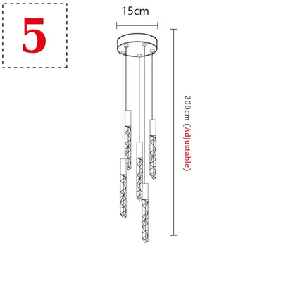 New Staircase Chandelier LED Modern Duplex Loft Spiral Long Chandelier Creative Villa Living Room Bedroom Hanging Crystal Light
