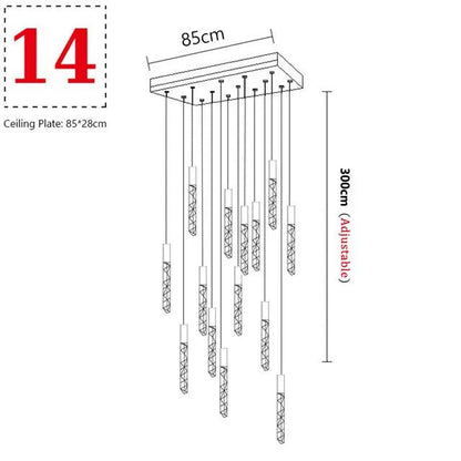 New Staircase Chandelier LED Modern Duplex Loft Spiral Long Chandelier Creative Villa Living Room Bedroom Hanging Crystal Light - Decorbites