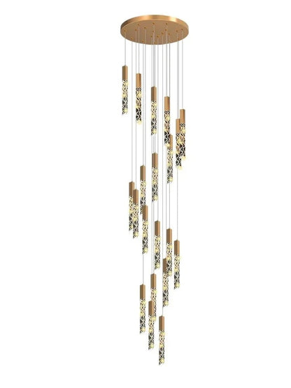 New Staircase Chandelier LED Modern Duplex Loft Spiral Long Chandelier Creative Villa Living Room Bedroom Hanging Crystal Light - Decorbites