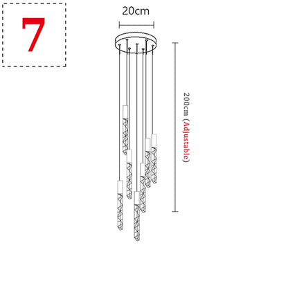 New Staircase Chandelier LED Modern Duplex Loft Spiral Long Chandelier Creative Villa Living Room Bedroom Hanging Crystal Light