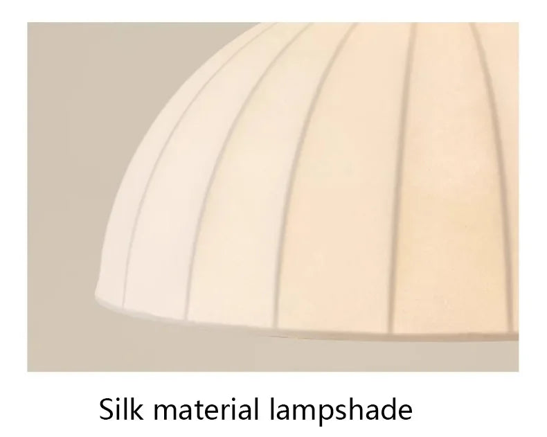 Cream-colored silk noguchi pendant light with vertical pleats for dining room shop hanging lantern light decor
