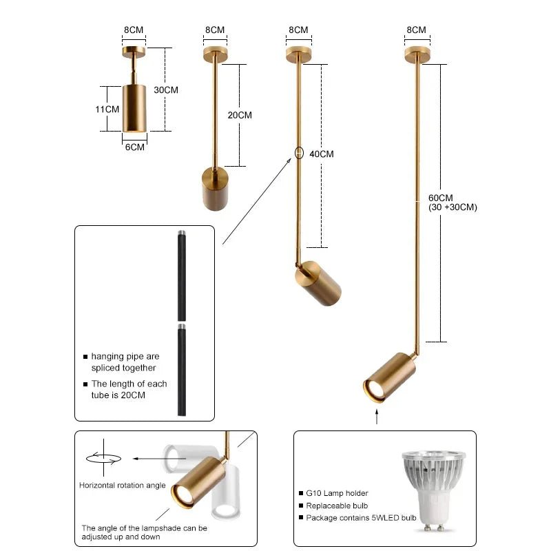 Nordic Adjustable Black or Brass Pendant Light - Decorbites