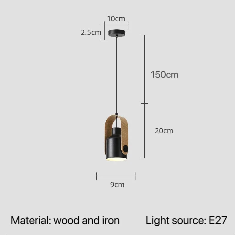 Nordic Adjustable Wood & Iron Pendant Light - Decorbites