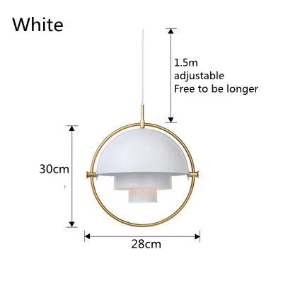 Nordic Art Deco Metal Pendant Light, White Black Gold - Decorbites