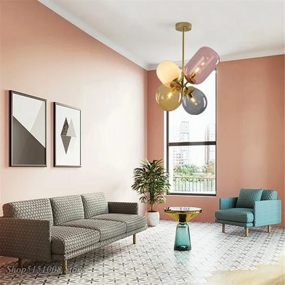Nordic Balloon Glass Pendant Light in Pink, Gray, or White - Decorbites