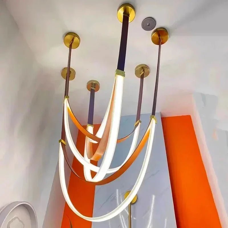 Nordic Belt Pendant Light in Black or Orange - Decorbites