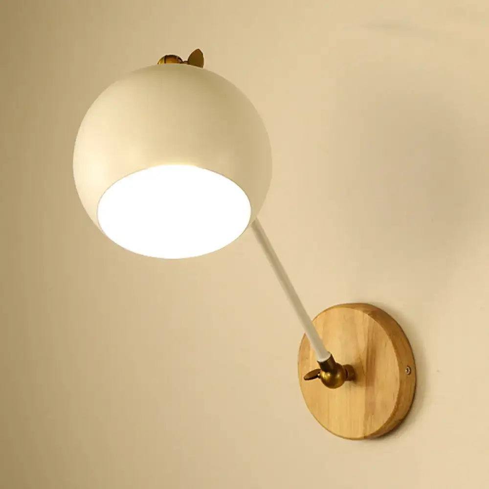 Nordic black and brass spherical wall light with white glass globe and e26 e27 bulb socket for bedroom use