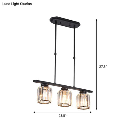 DecorBites™ nordic black metal pendant light with three crystal glass shades for living room 220v-240v e12 e14
