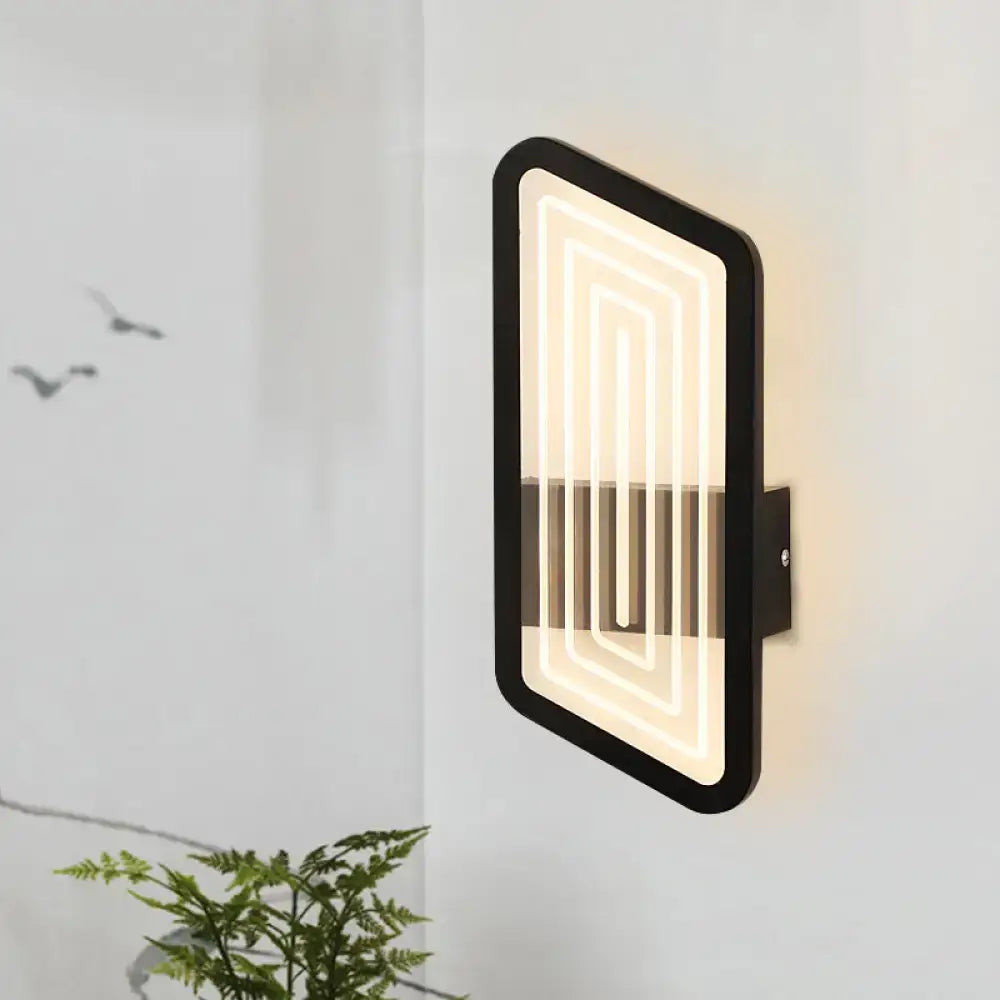 Modern black and gold metallic wall light fixture with illuminated geometric led design for living room 110v-240v wall light