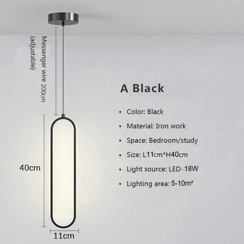 Nordic Black LED Pendant Light in Minimalist Aluminum - Decorbites