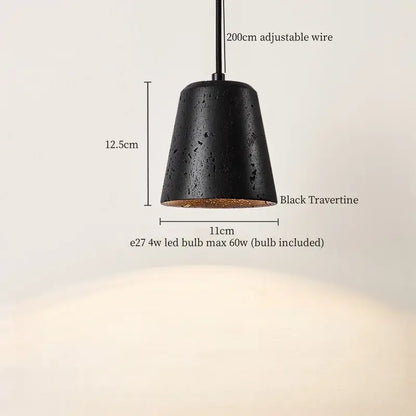 Nordic black travertine pendant light with textured matte finish and warm led interior for dining room decorbites black travertine