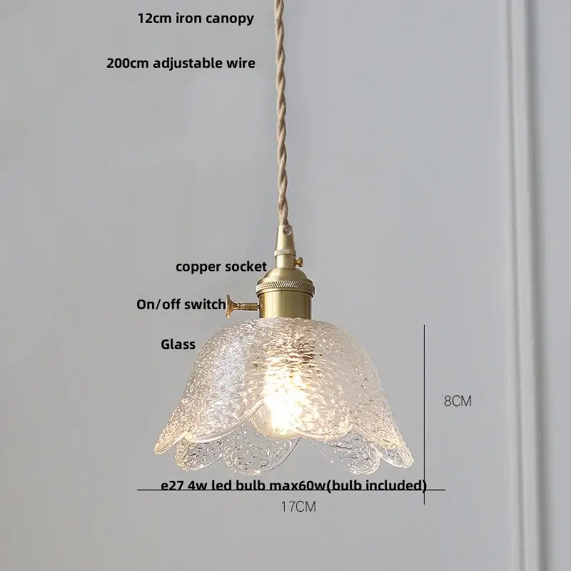 Nordic brass and clear glass led pendant light with textured glass and adjustable brass-finished socket for dining room decorbites clear glass