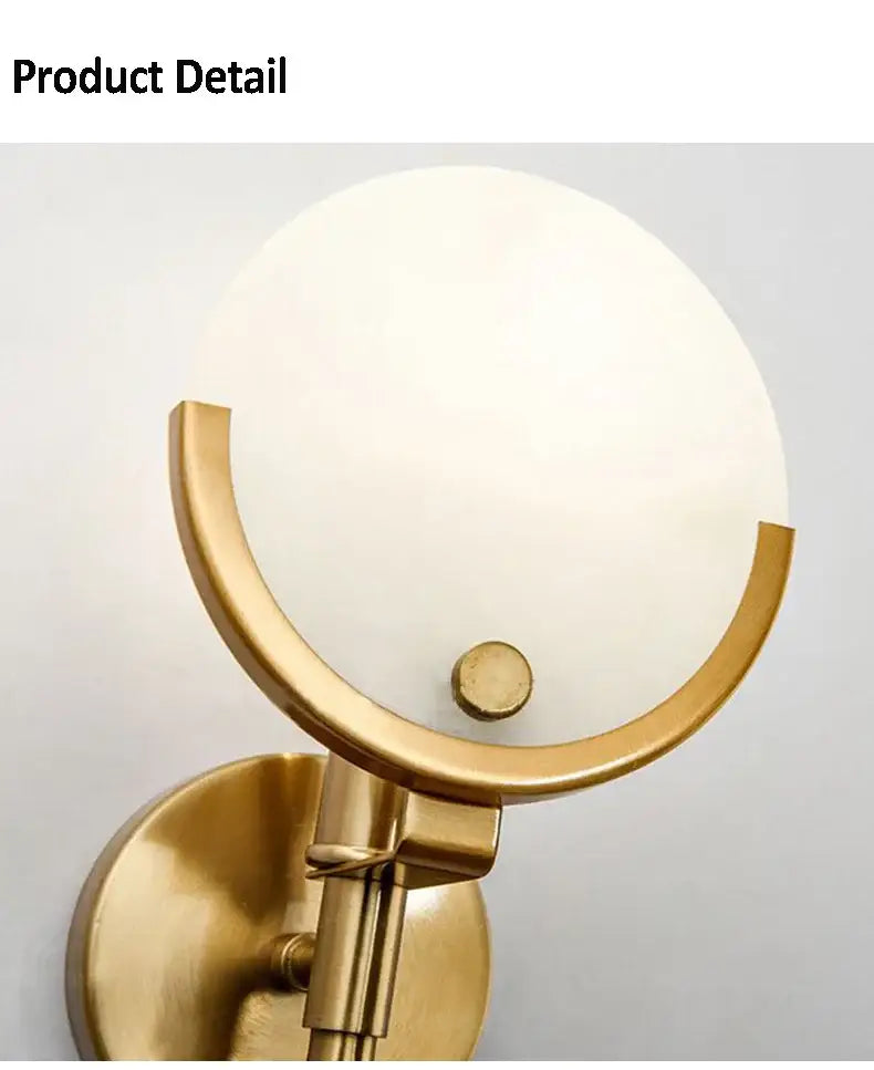 Nordic brass wall lamp with frosted glass shade and curved frame from decorbites creative marble wall collection