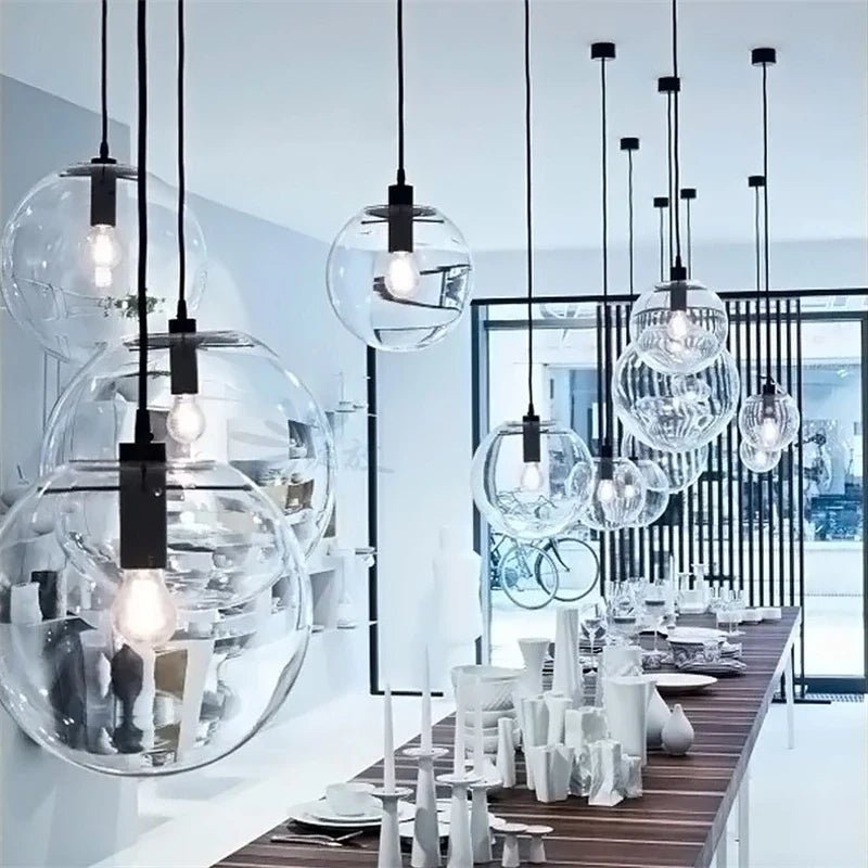 Nordic Clear Glass Globe Pendant Light - Decorbites