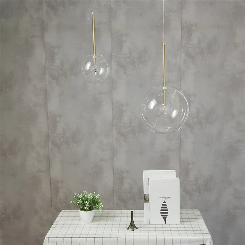 Nordic Clear Glass Globe Pendant Light in Chrome - Decorbites