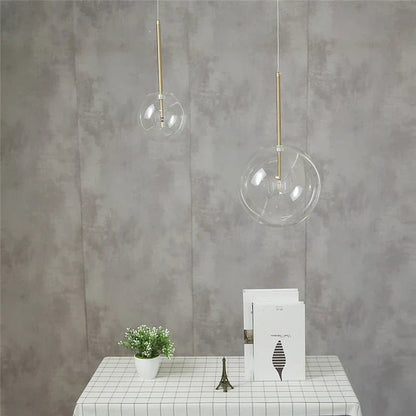 Nordic Clear Glass Globe Pendant Light in Chrome - Decorbites