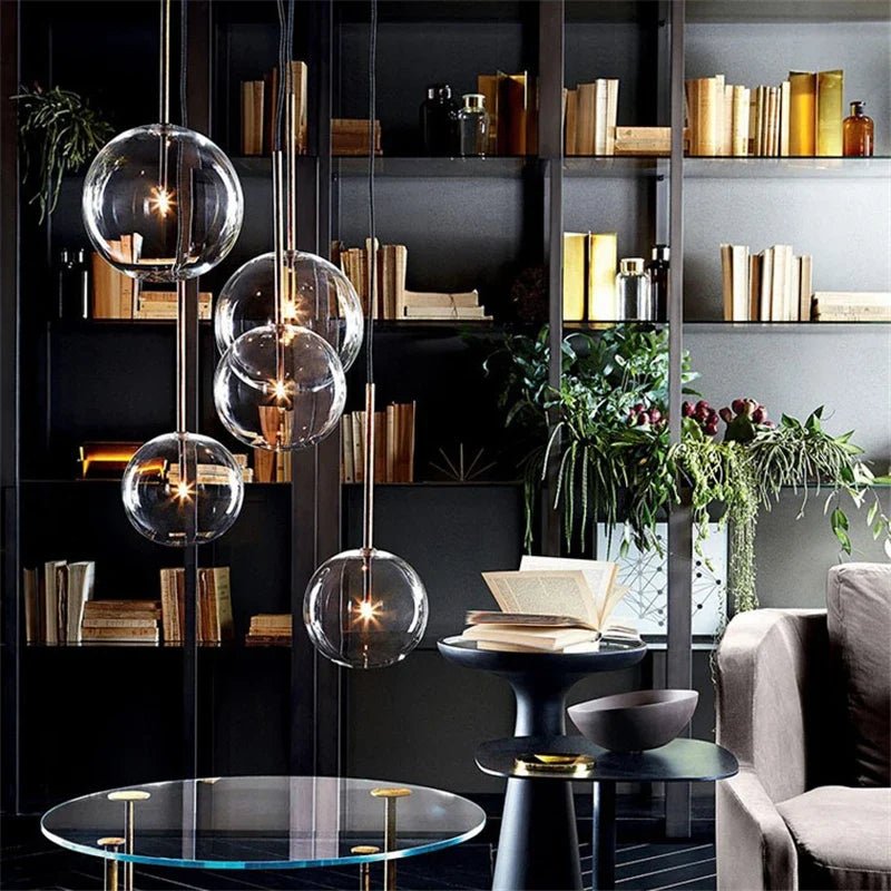 Nordic Clear Glass Globe Pendant Light in Chrome - Decorbites