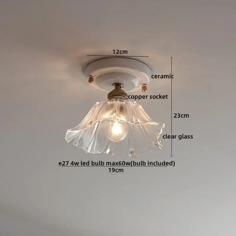 Nordic cream ceramic led ceiling light with a clear fluted glass dome pendant inspired by decorbites ceramic led design