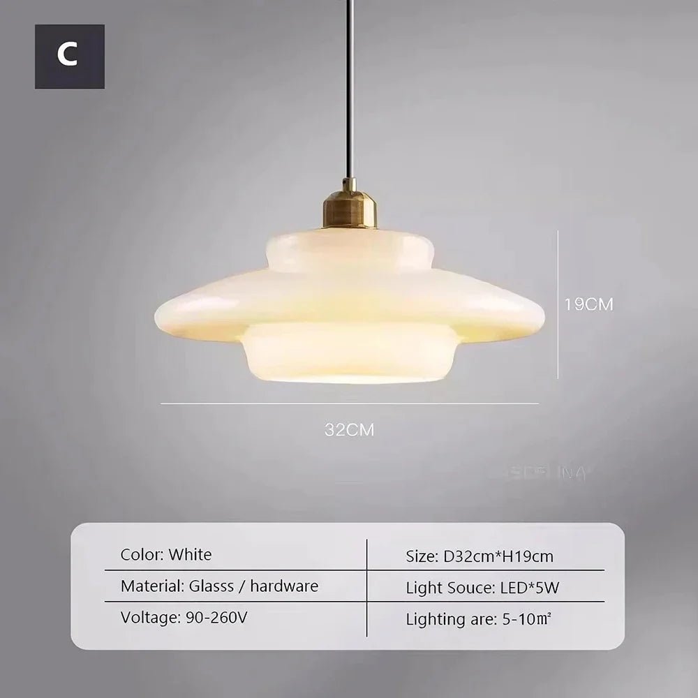 Nordic Cream Glass Pendant Light With Nickel Finish - Decorbites