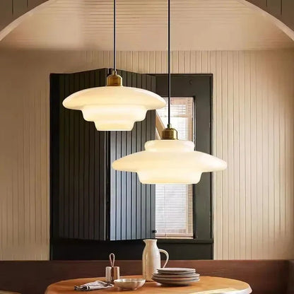 Nordic Cream Glass Pendant Light With Nickel Finish - Decorbites
