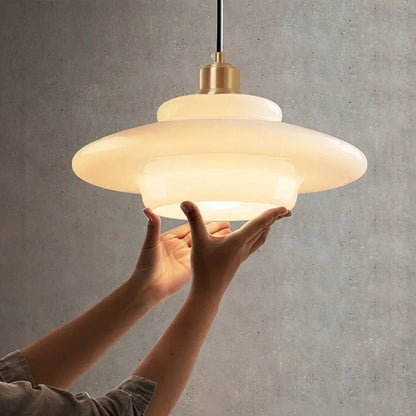Nordic Cream Glass Pendant Light With Nickel Finish - Decorbites