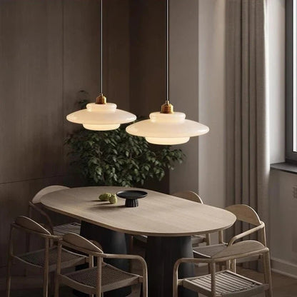 Nordic Cream Glass Pendant Light With Nickel Finish - Decorbites