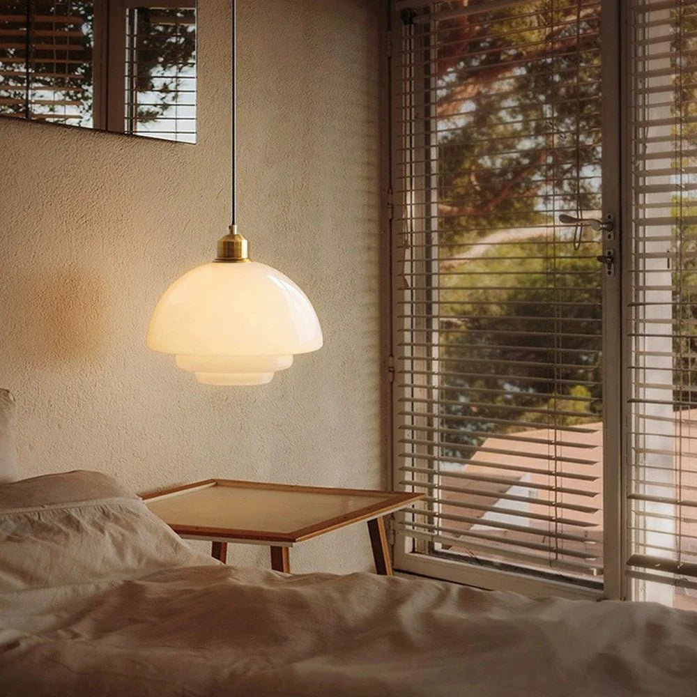 Nordic Cream Glass Pendant Light With Nickel Finish - Decorbites