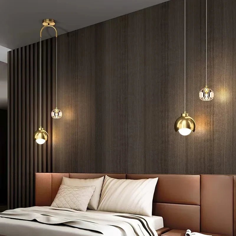 Nordic Crystal Line Pendant Light in Gold or Black - Decorbites