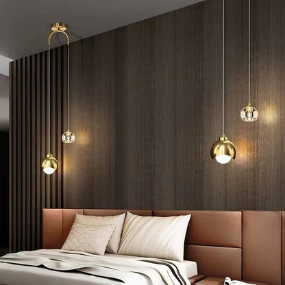 Nordic Crystal Line Pendant Light in Gold or Black - Decorbites