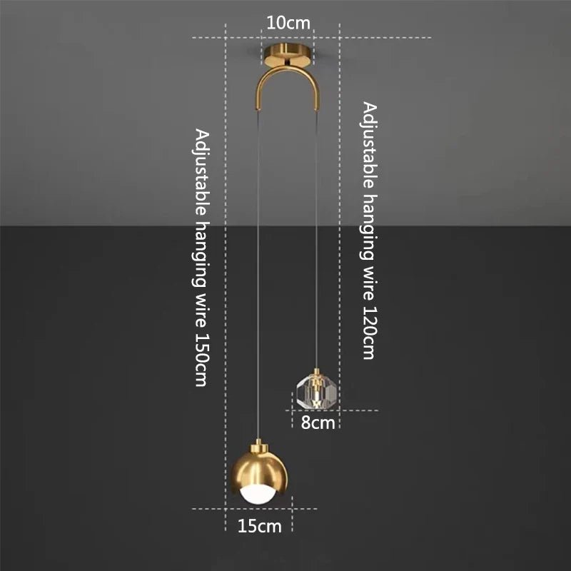 Nordic Crystal Line Pendant Light in Gold or Black - Decorbites