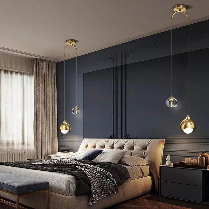 Nordic Crystal Line Pendant Light in Gold or Black - Decorbites