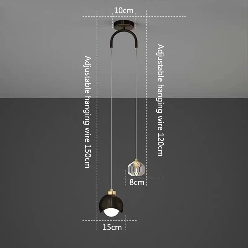 Nordic Crystal Line Pendant Light in Gold or Black - Decorbites