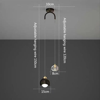 Nordic Crystal Line Pendant Light in Gold or Black - Decorbites