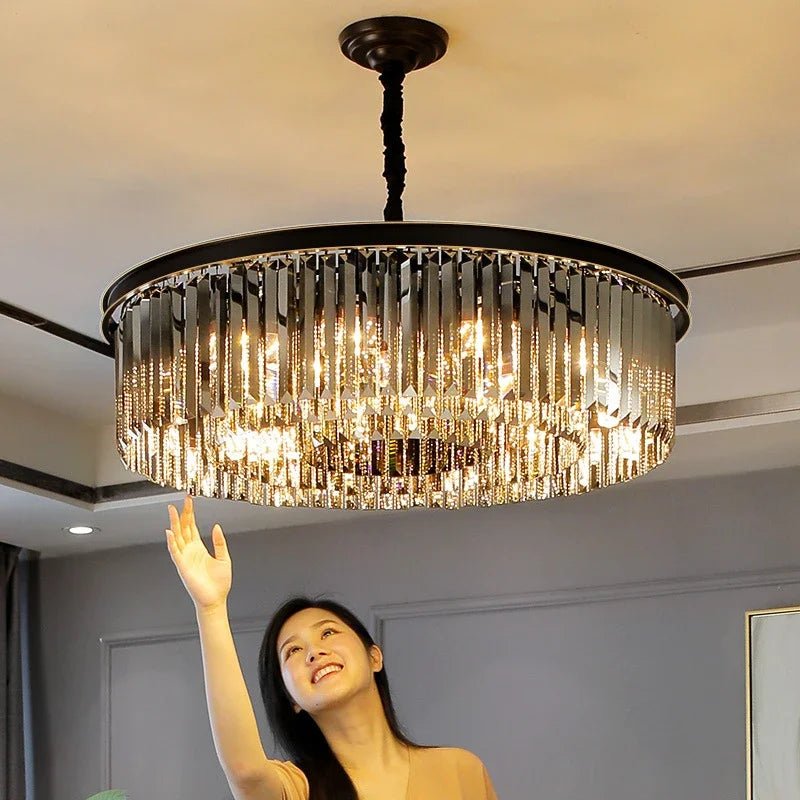 Nordic Crystal Pendant Light in Black or Gold - Decorbites