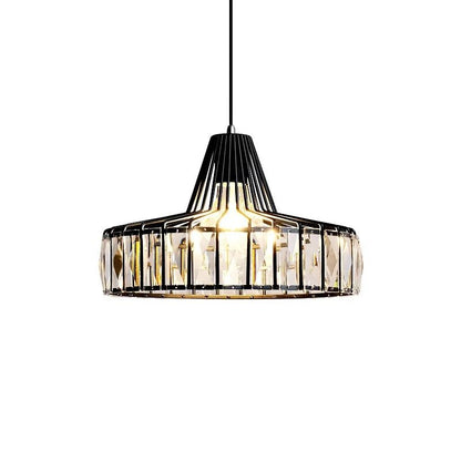 Nordic Crystal Round Pendant Light in Black Iron - Decorbites