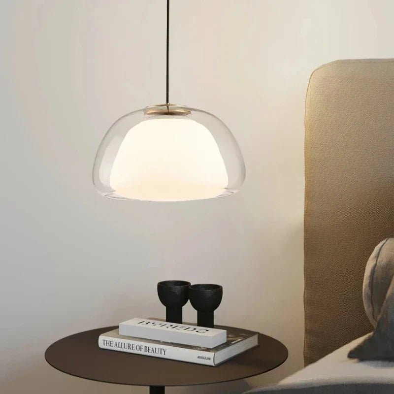 Nordic Double Glass Pendant Light in Amber, Gray, or Clear - Decorbites