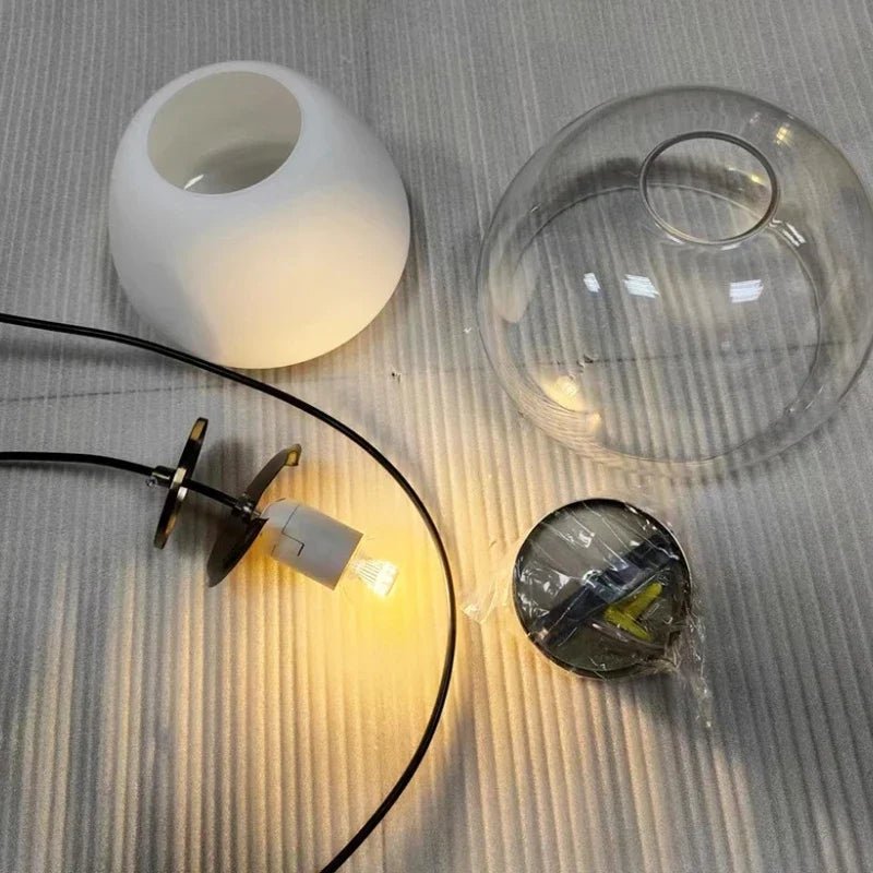 Nordic Double Glass Pendant Light in Amber, Gray, or Clear - Decorbites