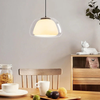 Nordic Double Glass Pendant Light in Amber, Gray, or Clear - Decorbites
