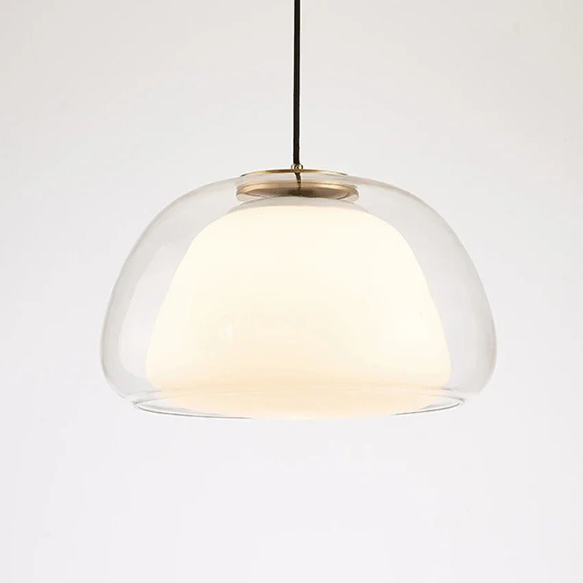 Nordic Double Glass Pendant Light in Amber, Gray, or Clear - Decorbites