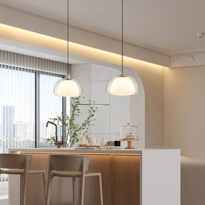 Nordic Double Glass Pendant Light in Amber, Gray, or Clear - Decorbites