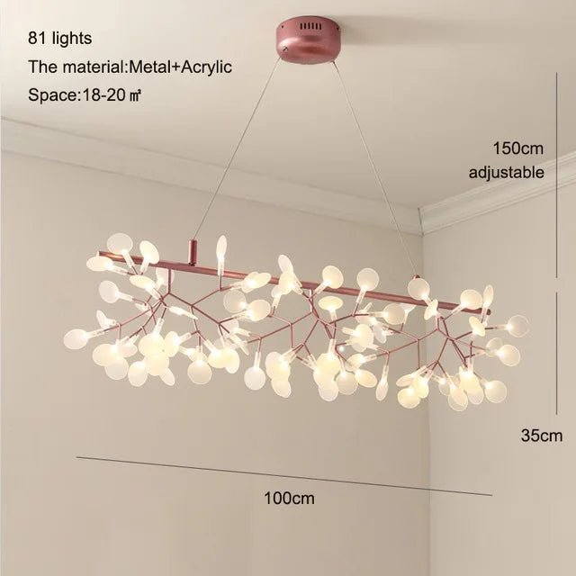 Nordic Firefly Branch Pendant Light in Rose Gold or Black - Decorbites