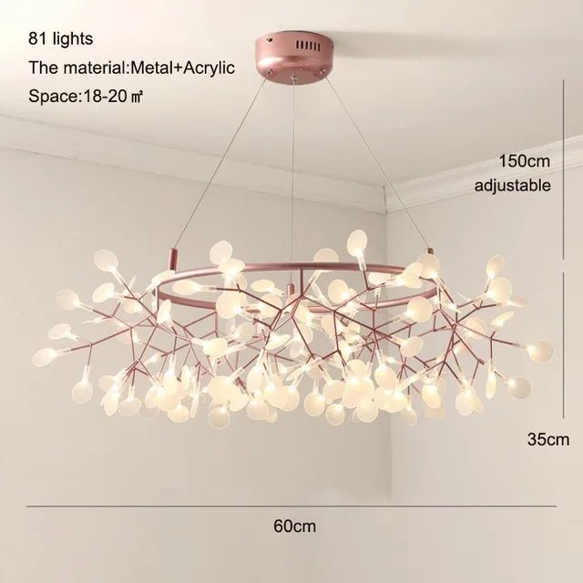 Nordic Firefly Branch Pendant Light in Rose Gold or Black - Decorbites